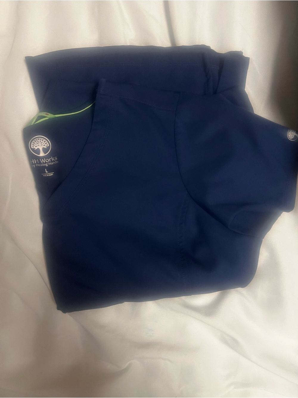 healing hands Navy Track Jogger Pants with Lime Trim